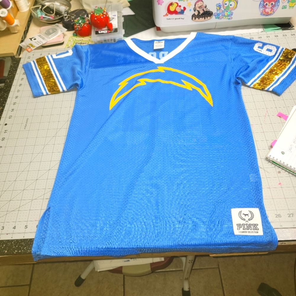 Victoria Secrets Pink Chargers jersey size small